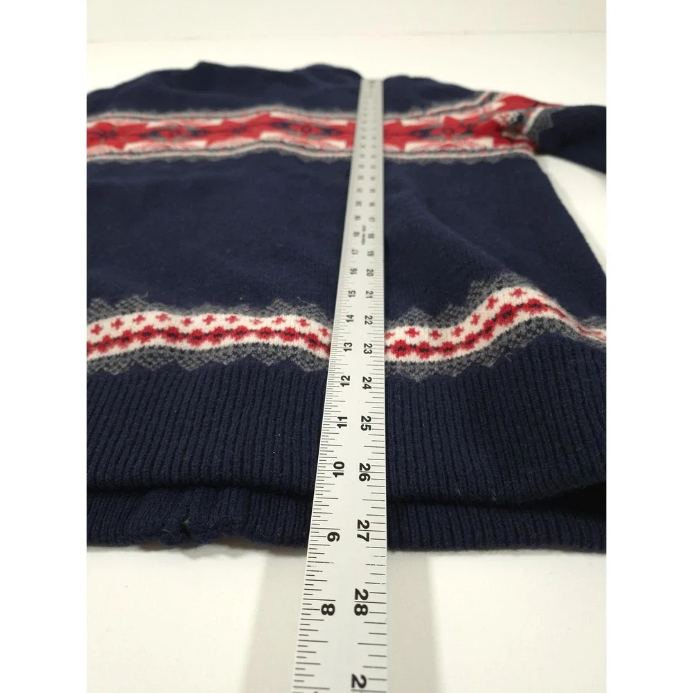 Brooks Brothers Sweater Mens M Blue Wool Full Zip Fair Isle Mock Neck Knit